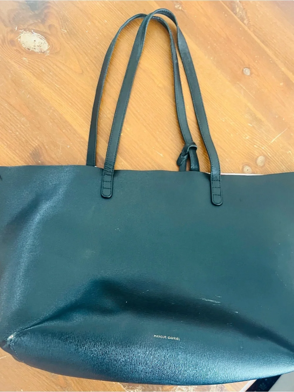 Mansur Gavriel Black Leather Double-Handle Tote